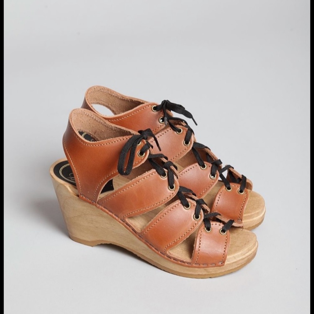 No. 6 Corset Lace Up Clog Wedges